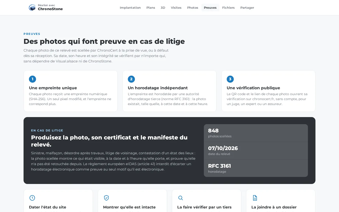 Section preuves du rapport